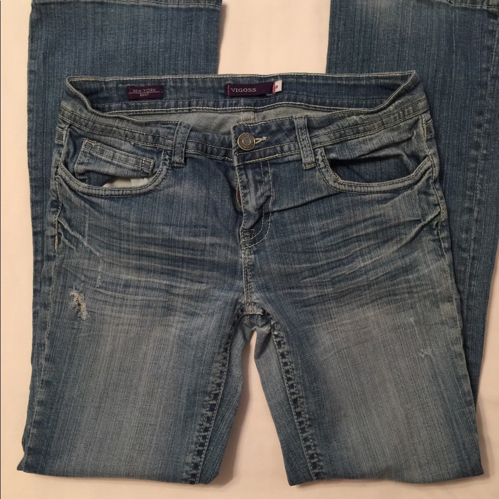 Ladies Vigross Distressed Bootcut Jeans